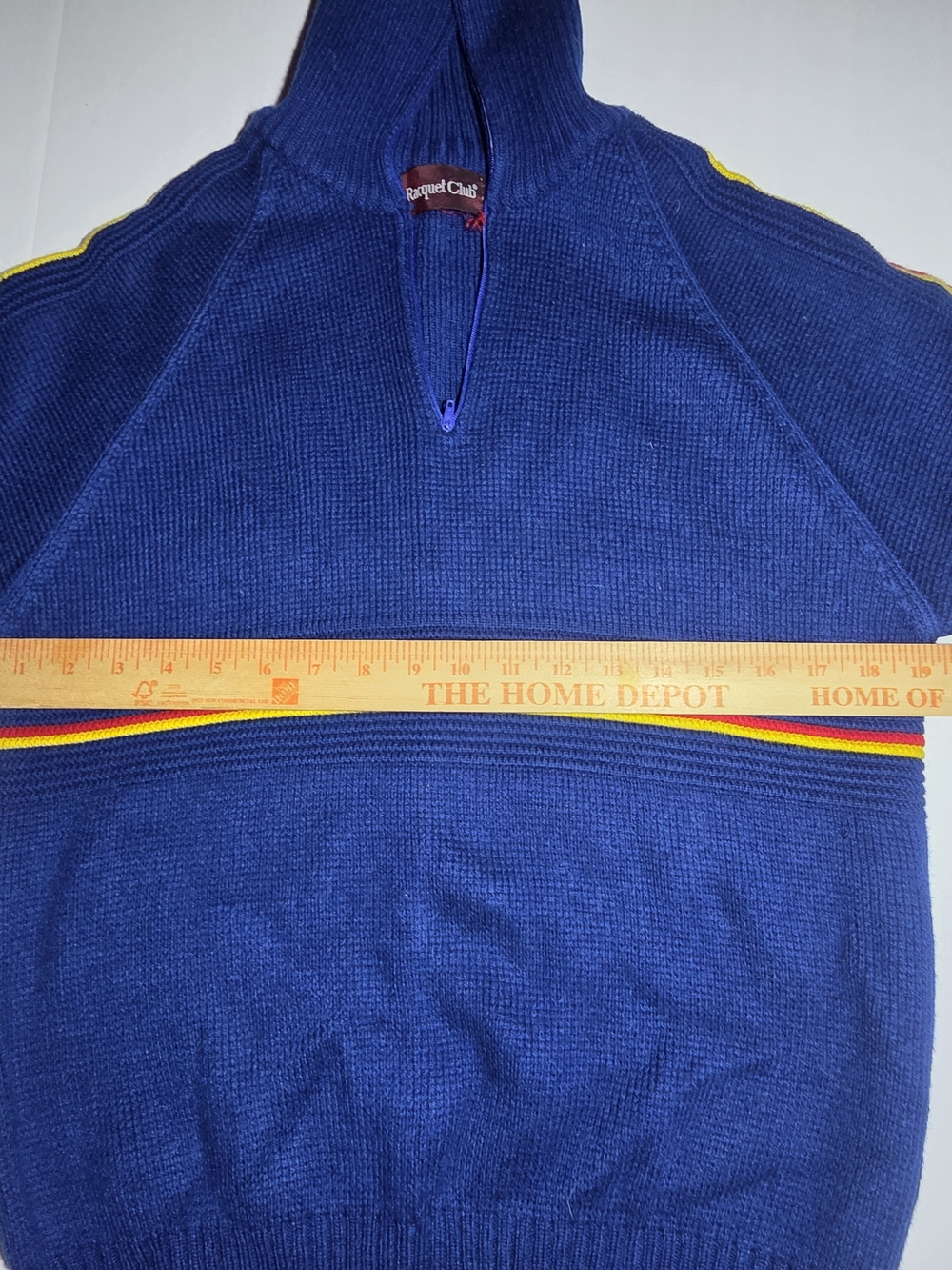 Vintage Racquet Club Quarter Zip Sweater Mens Small Blue Striped Acrylic Retro - Picture 2 of 7